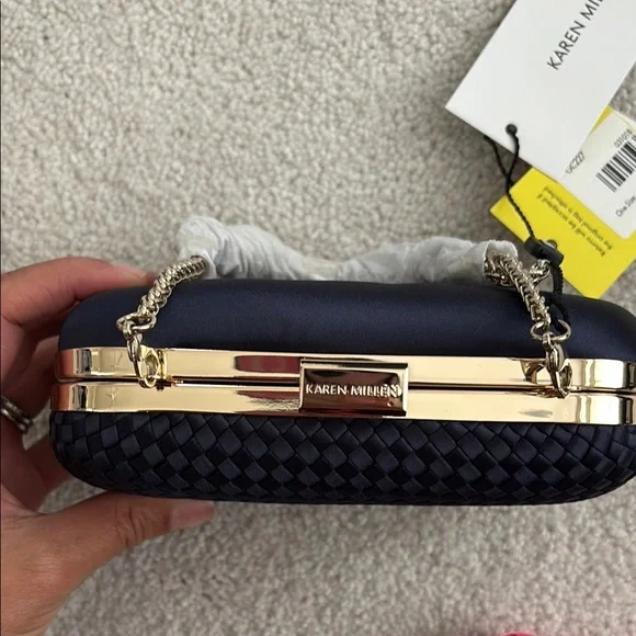 Karen Millen Navy Clutch with Chain Handle - Picture 3 of 7